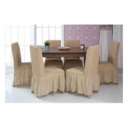 Чехлы на стулья с оборкой Venera Chair cover, цвет: светло-бежевый, комплект 6 шт в Орматек