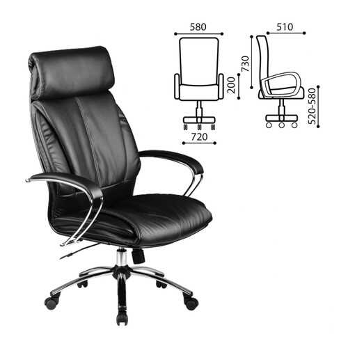 Кресло офисное МЕТТА LK-13CH, кожа, хром, черное в Орматек